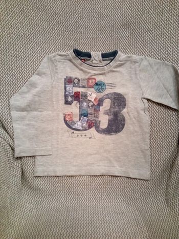 T-Shirt manches longues gris T.24 mois