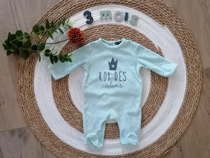 Lot de 5 pyjamas une pièce en velours - 3 mois - photo numéro 4