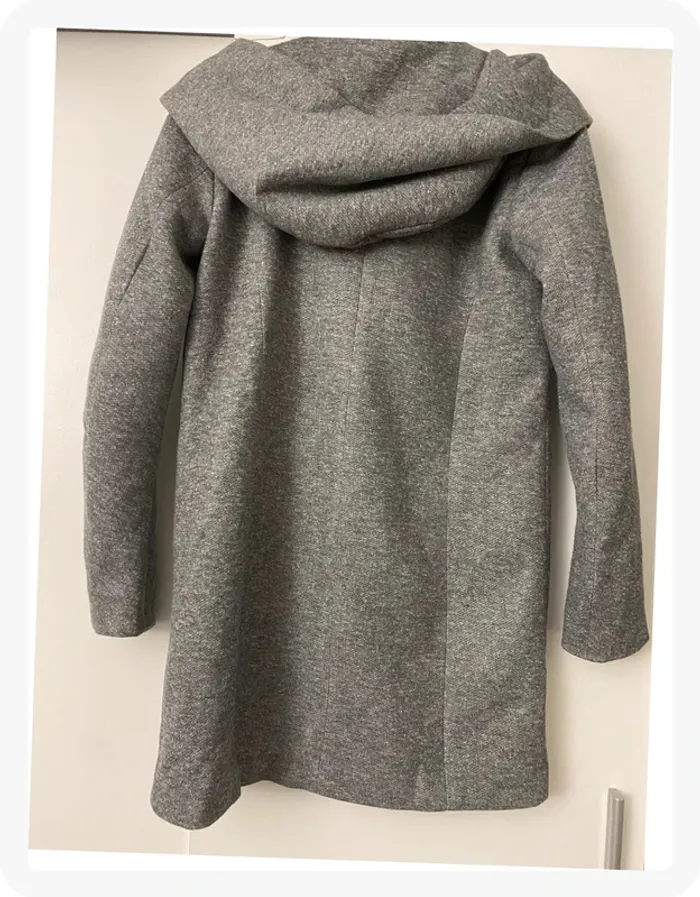 Manteau gris chiné avec grande capuche Only - photo numéro 4