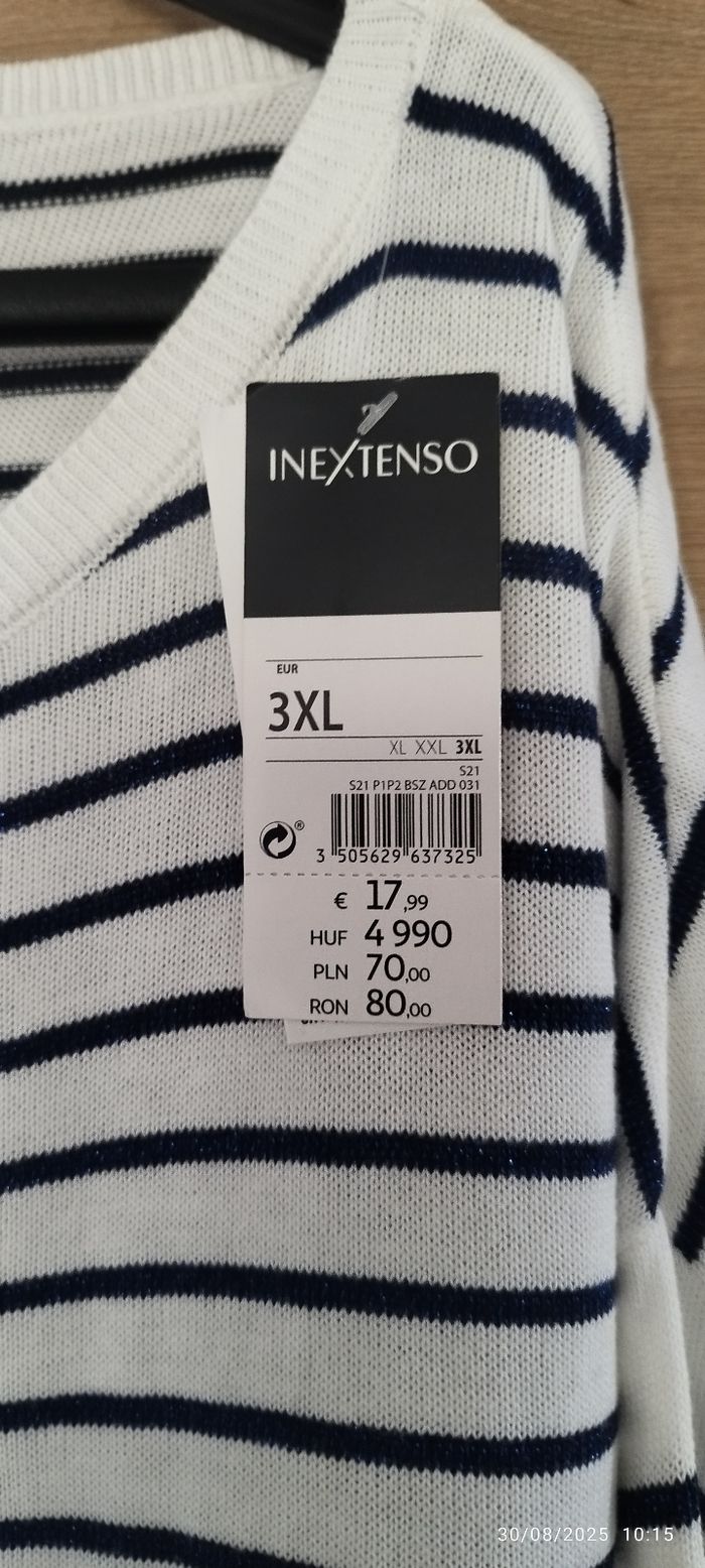 Pull à rayures écru et bleu marine 3XL - photo numéro 3