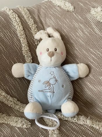 Peluche doudou musical 23cm Simba toys lapin beige et bleu parfait état