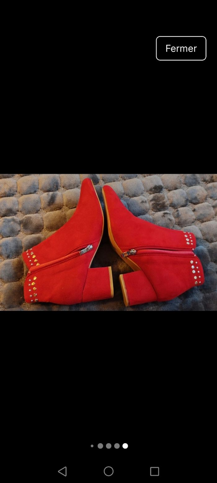Bottines rouges pointure 38.neuf jamais porté - photo numéro 9