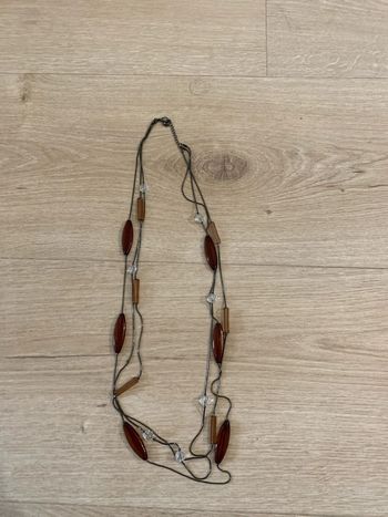 Sautoir perles marron