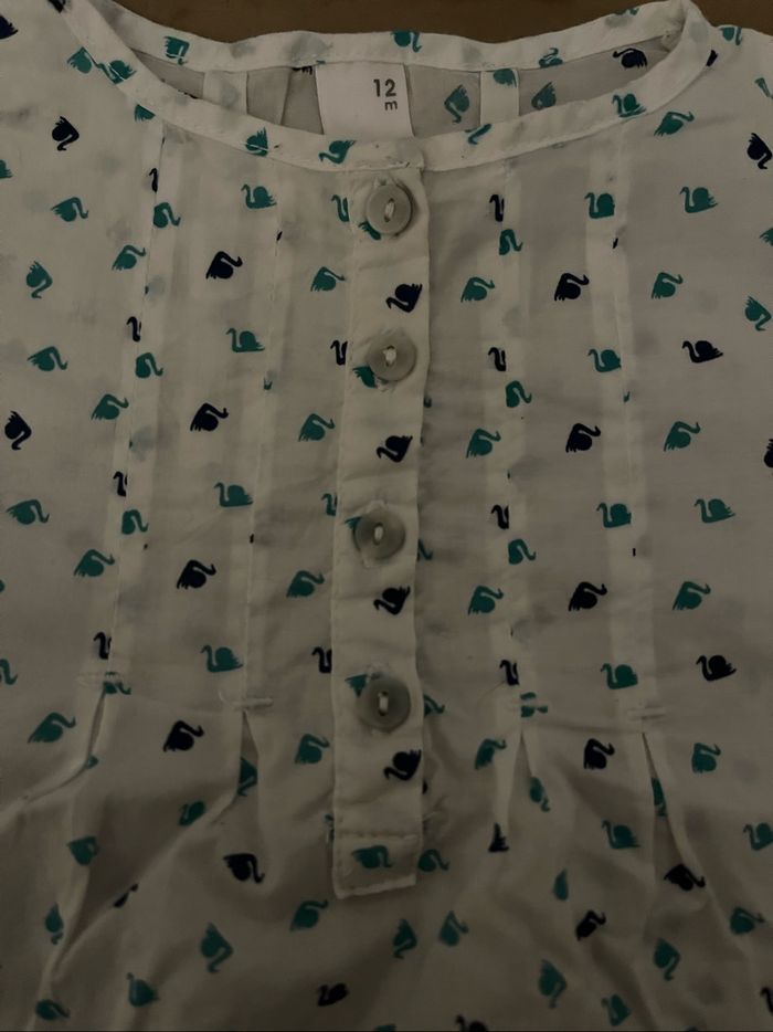 Blouse blanche/verte  Tex 12 mois - photo numéro 3