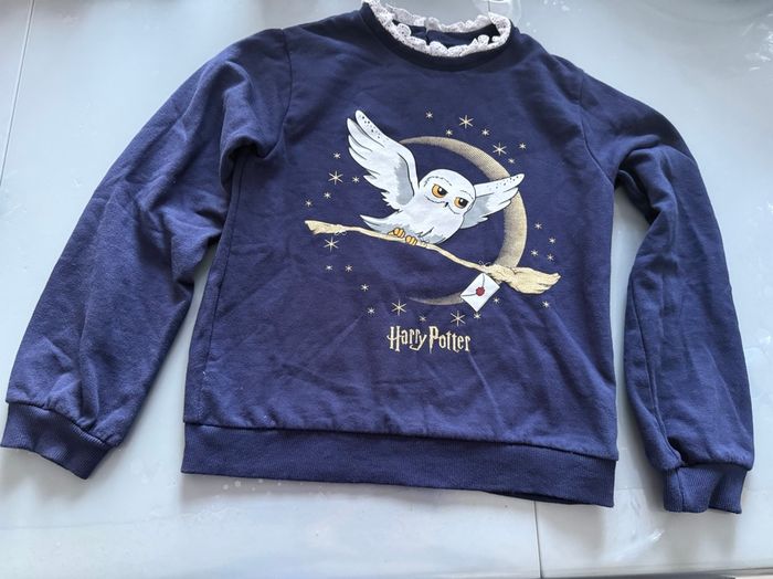 Sweat fille T 10 ans Harry Potter bleu marine dessin Edwige  Très bon état