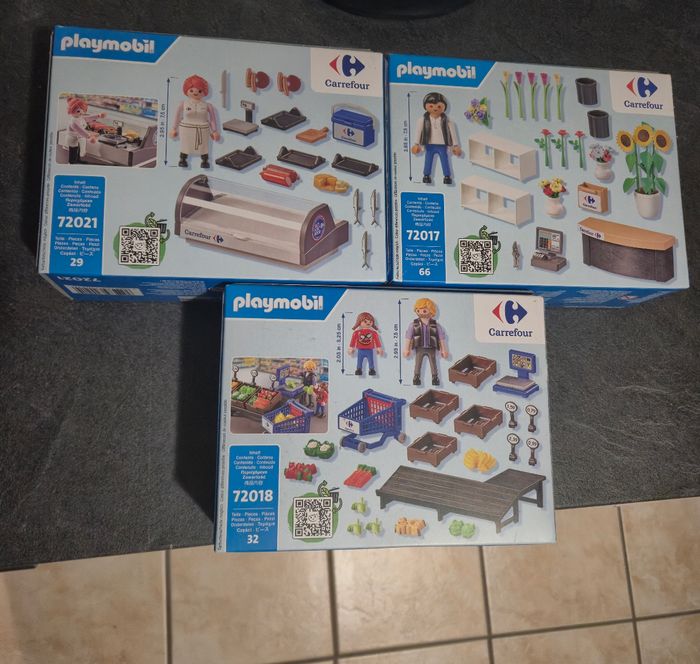 Lot de 3 playmobil Carrefour neufs fleuriste Comptoir frais primeur - photo numéro 2