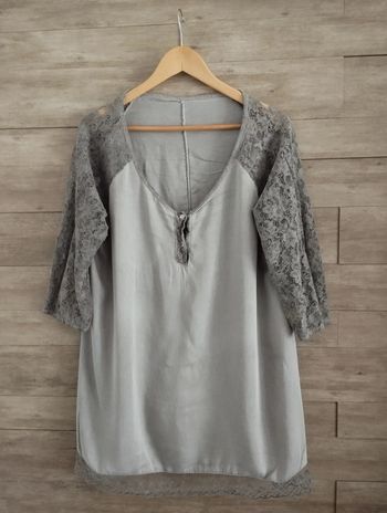 Robe mini plage gris dentelle TL