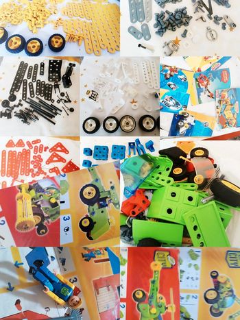 Jeu vtg vintage construction outil  meccano vis city junior 1310 police véhicule tracteur
