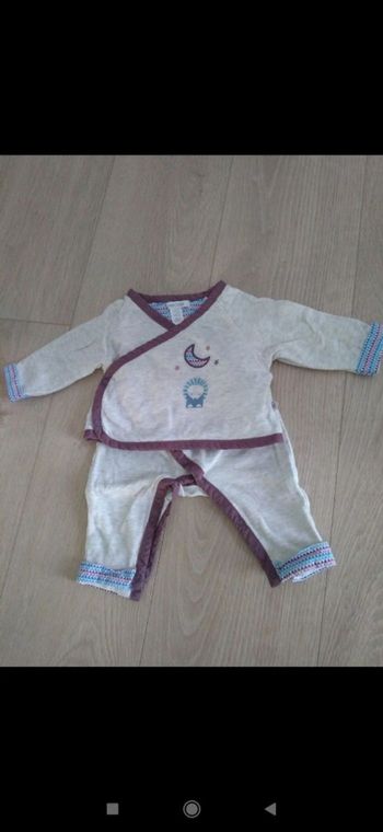 Ensemble pyjama 2 pièces mixte pantalon et brassière Obaïbi 1 mois