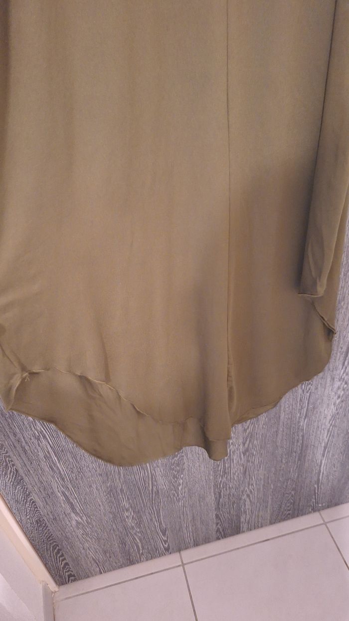 Robe longue ample uni vert kaki à Bretelles fines - photo numéro 4
