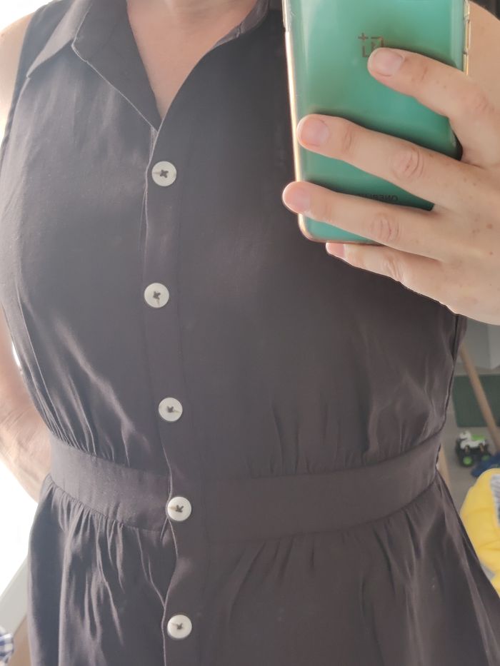 Robe noire en lin Cache Cache Taille 38 proche neuve - photo numéro 4