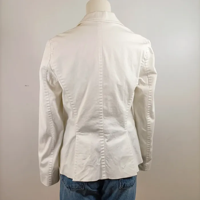 Blazer blanc chic avec doublure imprimée bleu marine – Taille 3 (M) A733 - photo numéro 4