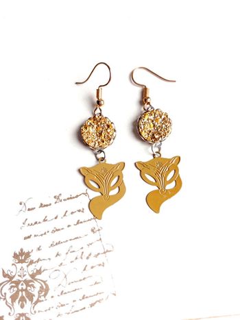 Magnifique paire de boucles d'oreilles pendantes renarde bohème