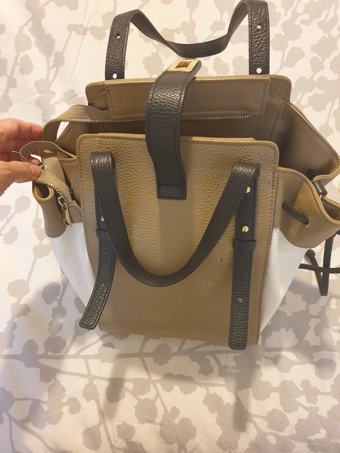 Sac neuf en cuir beige et blanc - photo numéro 2