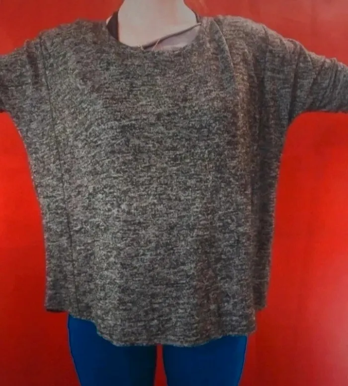 Pull gris chiné, 1/2 manche taille 38 jennyfer