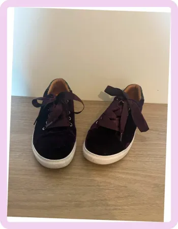 Baskets violettes effet velours à paillettes – Bons Baisers de Paname - Pointure 36