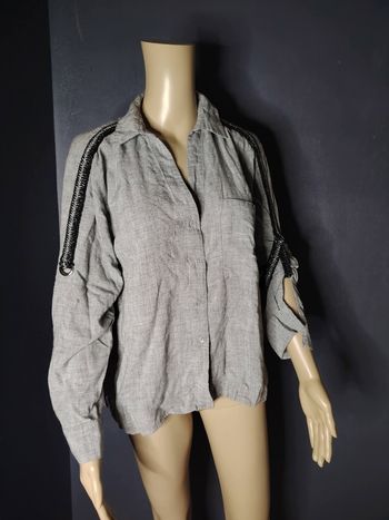 Chemise fluide gris chiné ZARA - Détails dentelle - Taille S