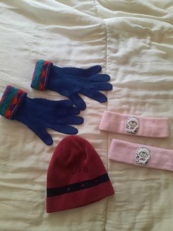 Lot bonnet gants deux bandeaux 