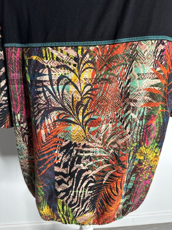 Blouse drapée tropicale multicolore Christine Laure T4 48 4XL - photo numéro 5