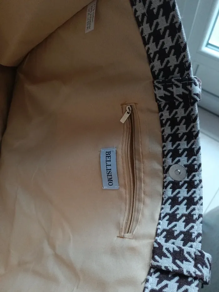 Sac à main tissu beige et marron - photo numéro 4