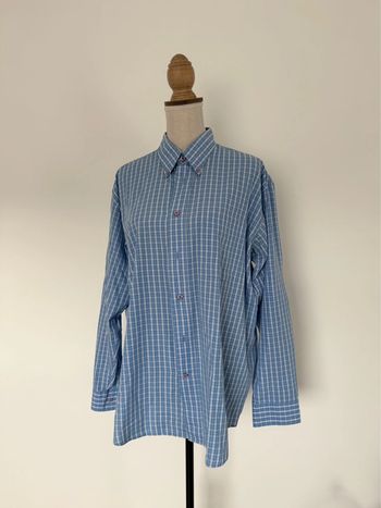 Chemise camisa bleu blanc blouse fluide Camicia Overhemd folder Blusa Camicetta homme hombre