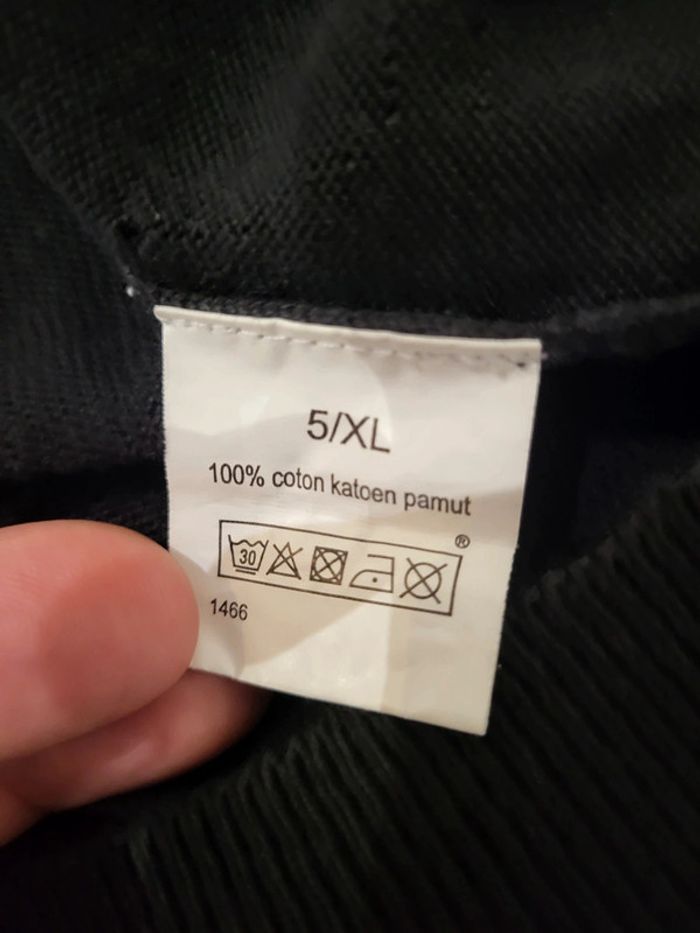 Pull fin noir nid d'abeilles 100% coton col V - XL - photo numéro 6