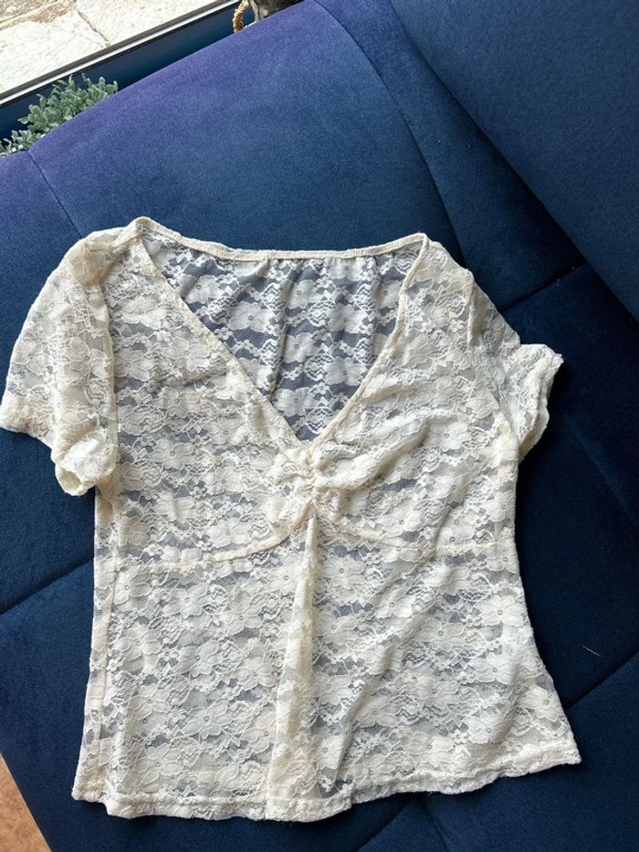 T-shirt dentelle shein