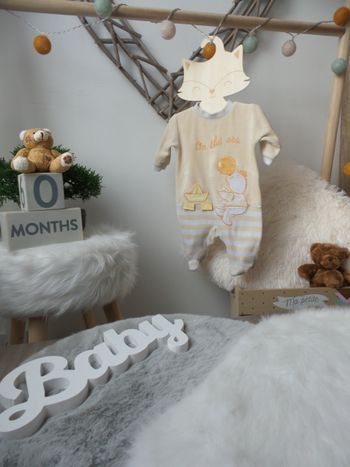 Jolie pyjama velour 1 piece beige orange on the sea 00mois mixte 