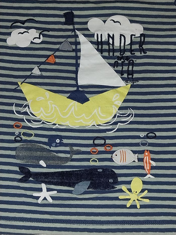 Tee-shirt Sergent Major rayé bleu avec motif et manches longues - photo numéro 3