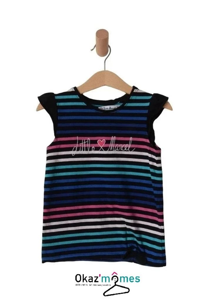T-shirt rayé noir/bleu/rose - Little Marcel 6 ans (116cm)