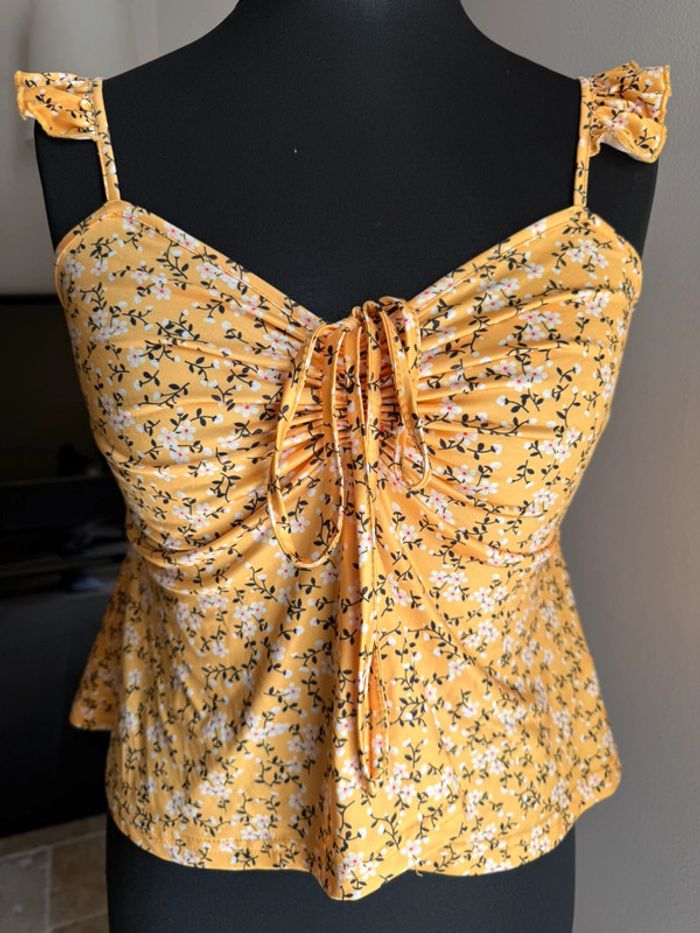 Débardeur fleurs jaune