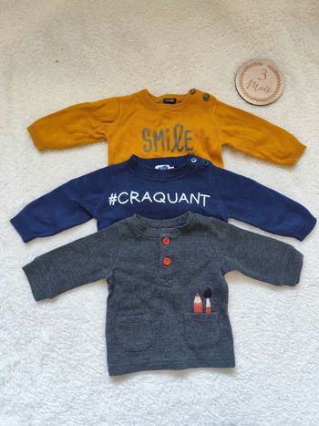 Lot de 3 pull garçon, 3 mois 👣 www