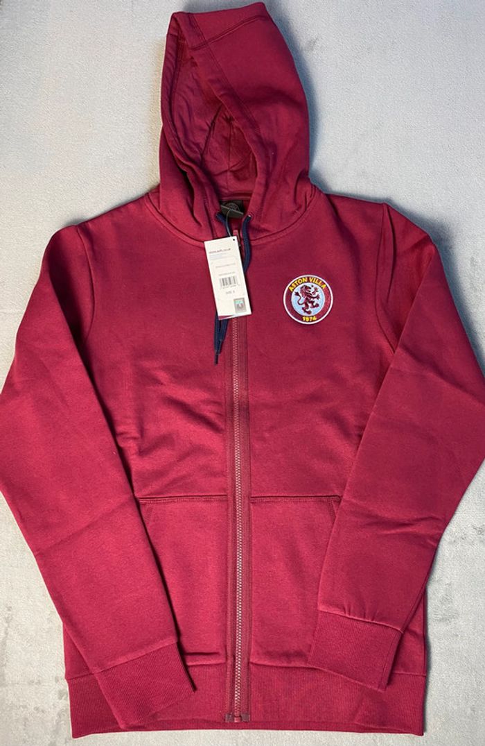 Aston Villa FC - Sweat capuche zippé brodé réglable Full-zip hoodie NЕUF (prix normal: 54eur) - photo numéro 2