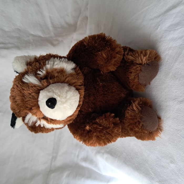 Peluche doudou raton laveur marron panda roux Hauteur 23 cm Marque Peeko Vintage - photo numéro 2