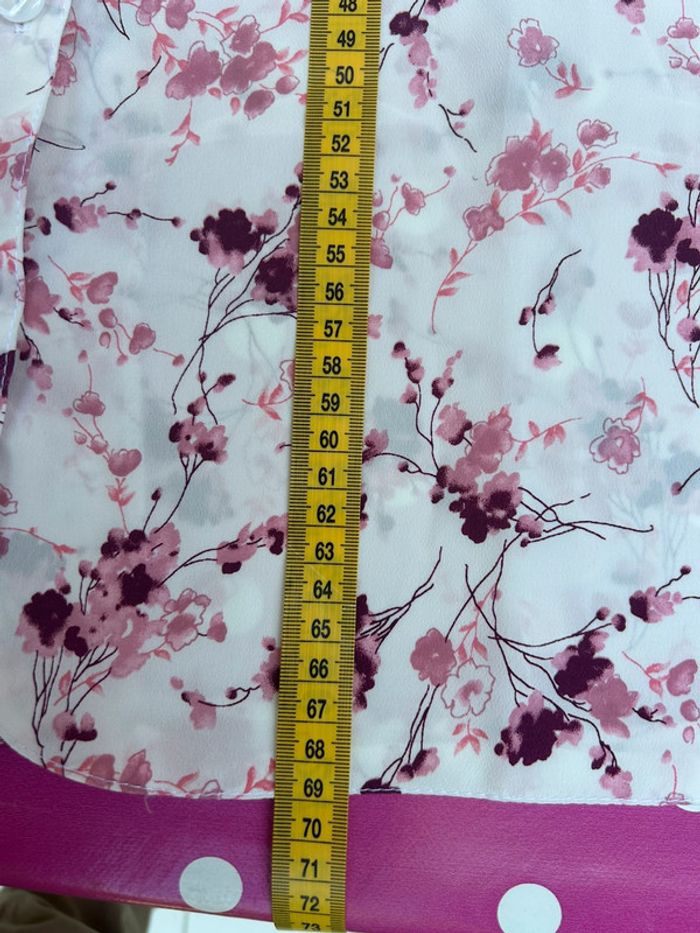 Chemisier à fleurs blanche vintage cerisiers - taille 42 - photo numéro 10