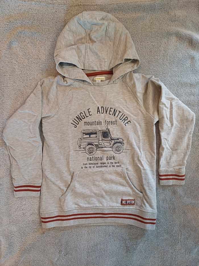 Sweat à capuche gris - VertBaudet - photo numéro 2