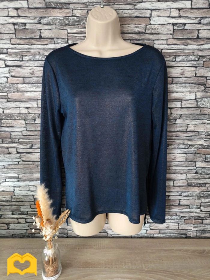 🌹 Blouse bleu nuit pailletée dorée Kiabi 🌹