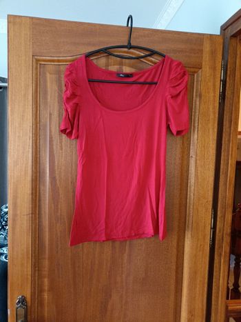 Tee-shirt manches froncées mim rouge