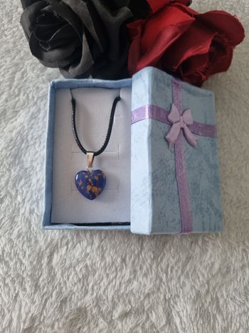 Collier cœur verre dégradé et sa boîte bijoux