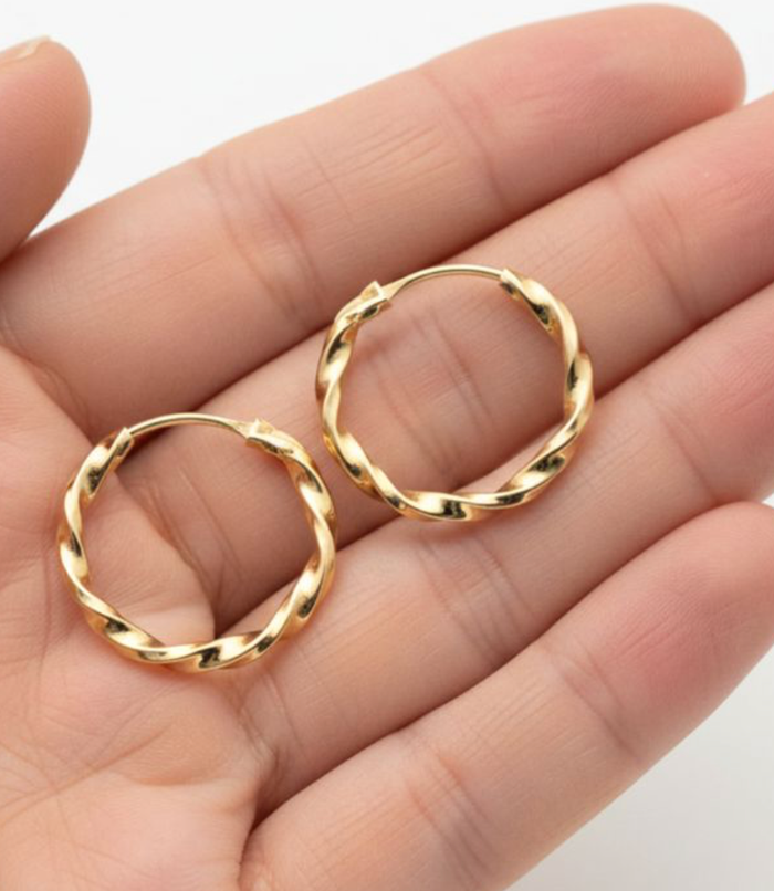 Créoles Torsadées Or Jaune 18 carats 14 mm