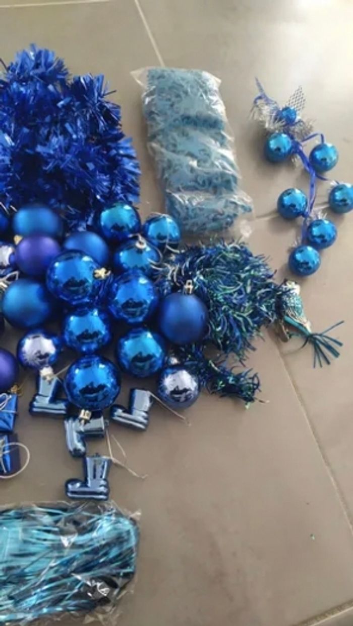 Gros lot de décorations bleu pour sapin de Noël - photo numéro 7