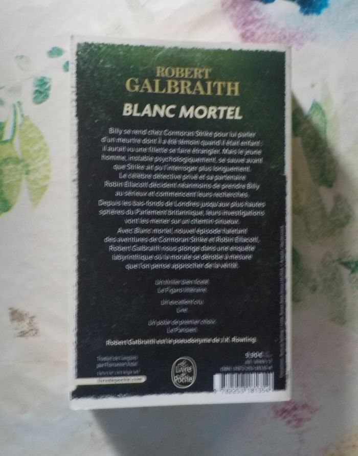 BLANC MORTEL de Robert GALBRAITH Ed. Livre de Poche - photo numéro 3