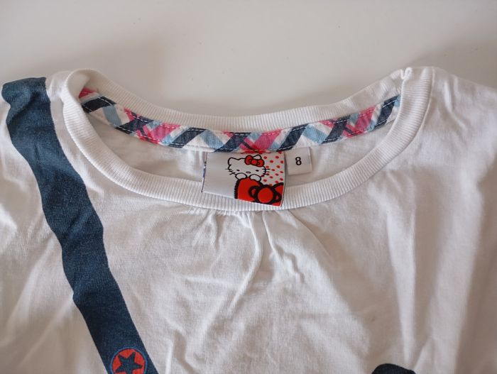 Tee-shirt manches longues. 8 ans .Coton .Blanc et Hello Kitty. Très bon état. - photo numéro 4