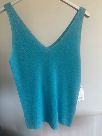 Débardeur bleu pailleté T.U