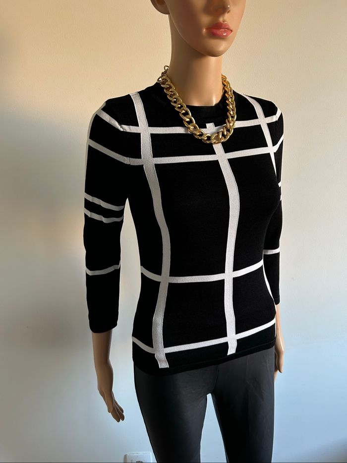 Pull noir et blanc avec manches 3/4 Morgan taille XS jamais porté - photo numéro 2