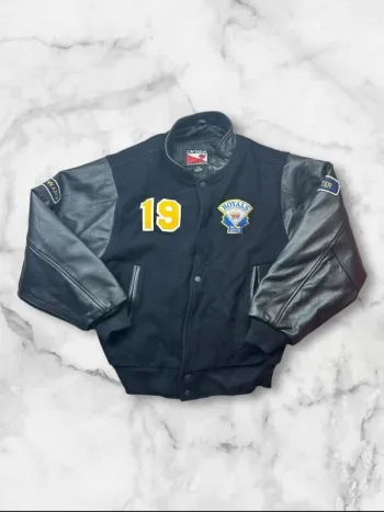 Veste Letterman Vintage Royals Canada Sportswear Noire Cuir et Laine Taille M