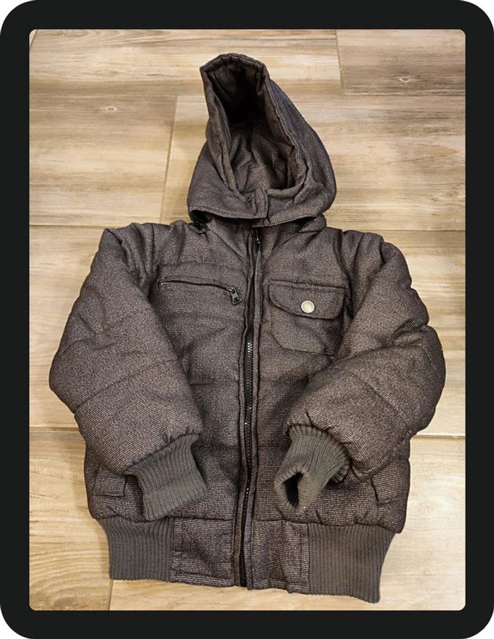 Blouson à capuche amovible noir gris Cool Attitude Taille 4 ans - photo numéro 2