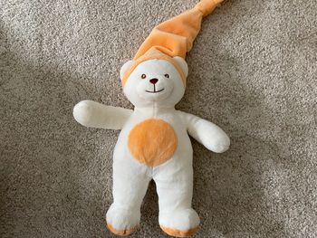 Peluche doudou ours blanc et orange Gipsy 🌻