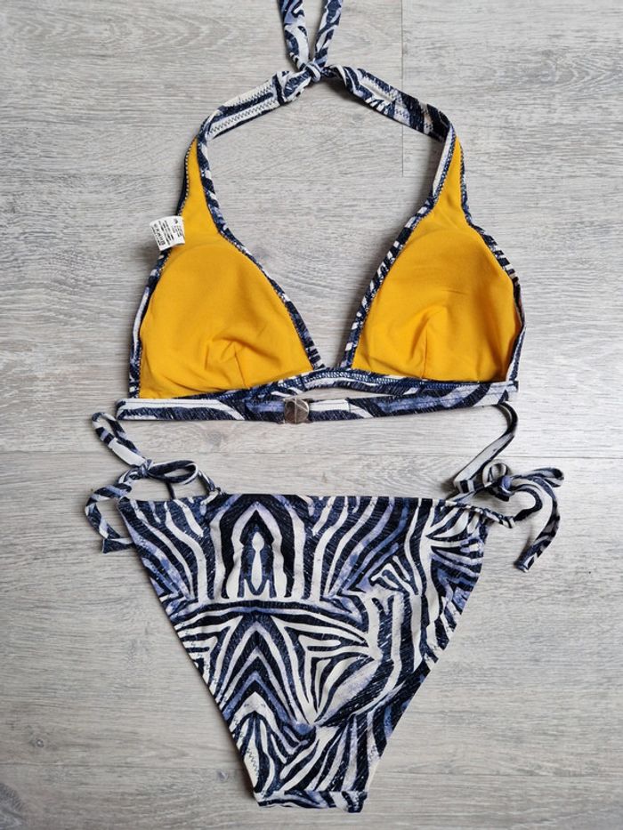 Maillot de bain bikini 2 pièces zébré bleu Morgan neuf indiqué taille 36 mais convient à un 34 - photo numéro 7