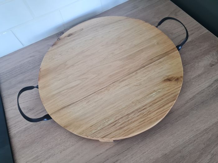 Plateau rond bois et métal noir - photo numéro 5